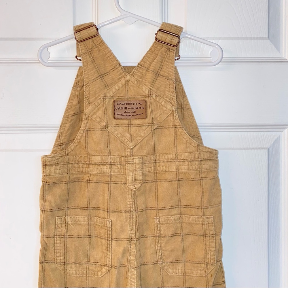 Janie & Jack | Tan Plaid Overalls - Picture 6 of 8